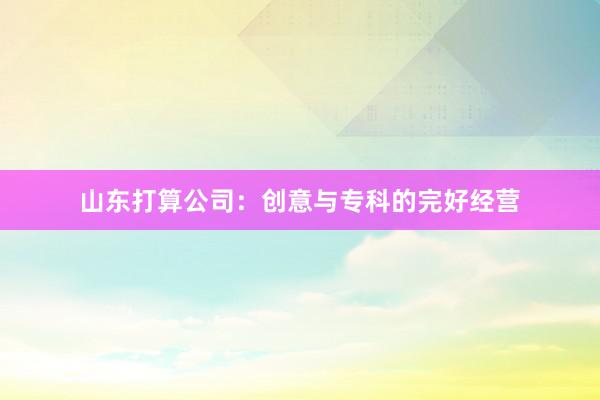山东打算公司：创意与专科的完好经营